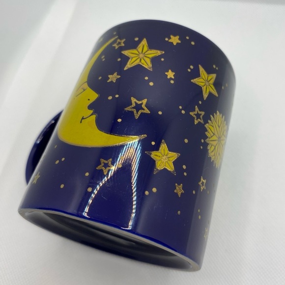 Vintage 1994 J.I.I. Cobalt Blue Moon Stars Mug Celestial JII 90s Yellow Zodiac - Picture 12 of 16